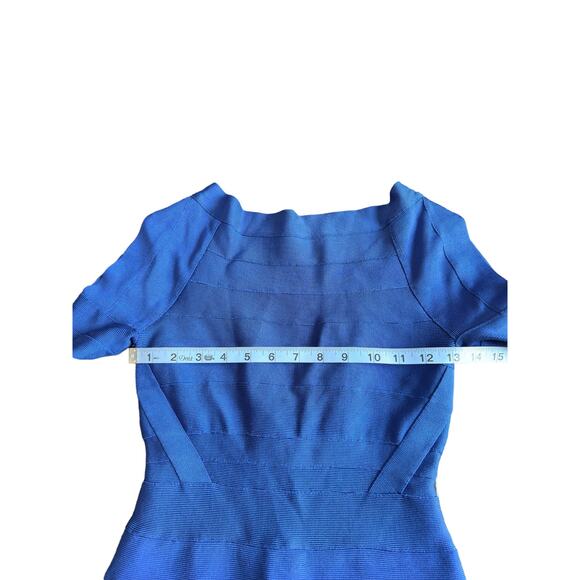 Herve Leger Ultramarine Party Short Sleeve Bandage Bodycon Mini Dress Size XS - Picture 9 of 11